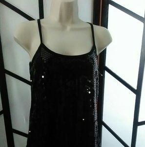 Lily White Womens Black Sequin Tank Top Camisole